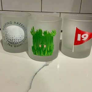 Set of 3 golf whiskey glasses Dartington designs France good used condition